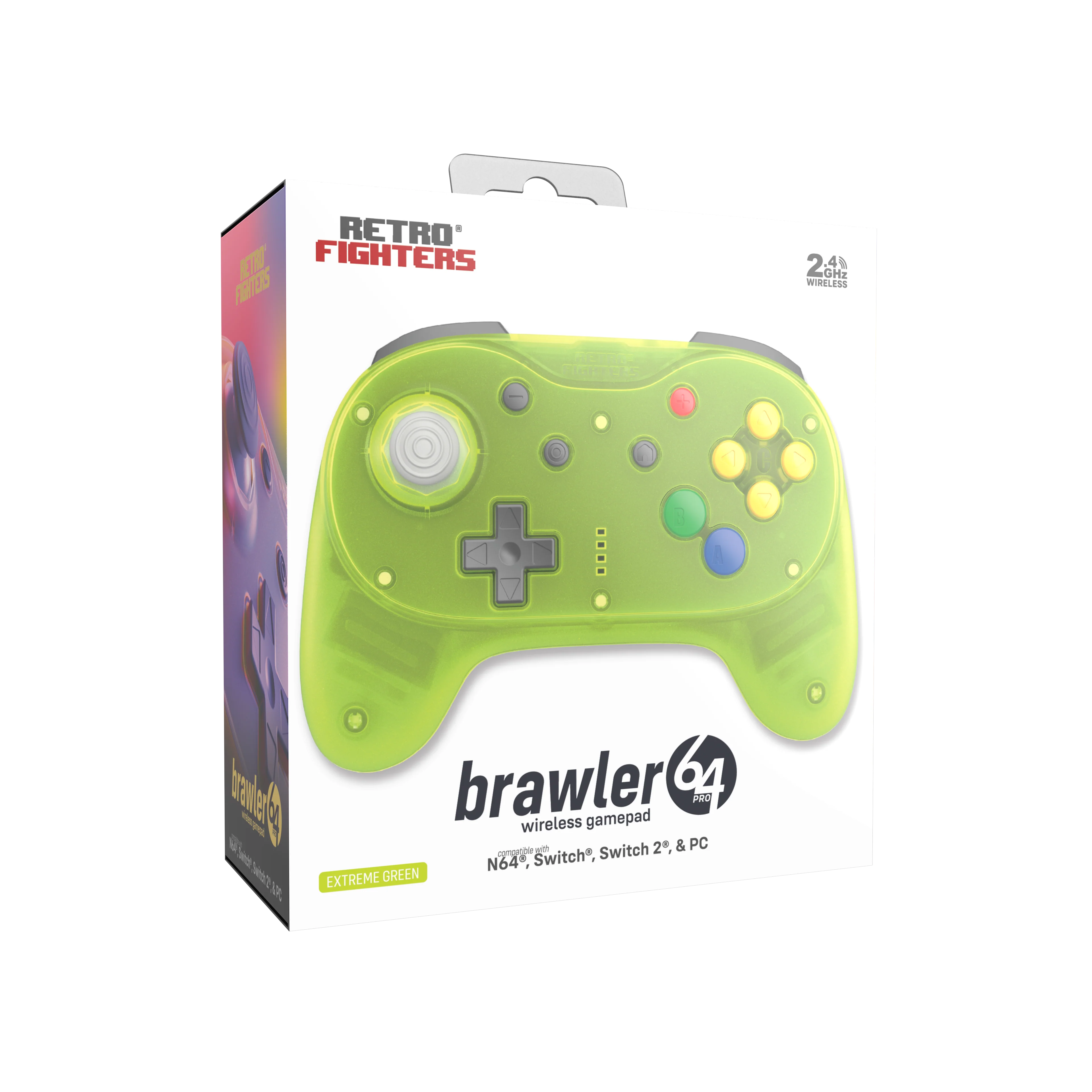 Brawler64 N64 Pro Series Wireless Controller [Extreme Green] - N64 / Switch / Switch 2 / PC (PRE-ORDER)