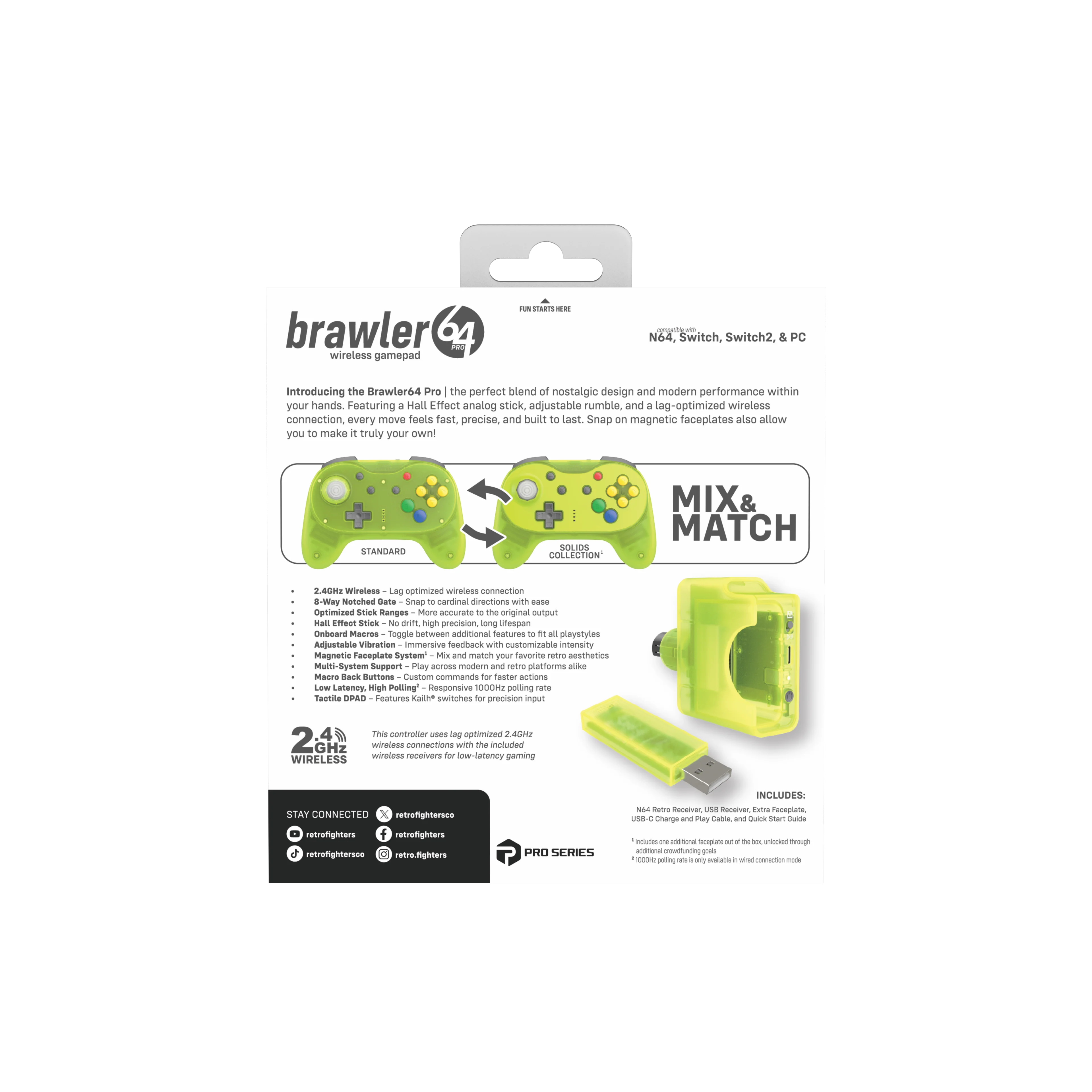 Brawler64 N64 Pro Series Wireless Controller [Extreme Green] - N64 / Switch / Switch 2 / PC (PRE-ORDER) - Image 3
