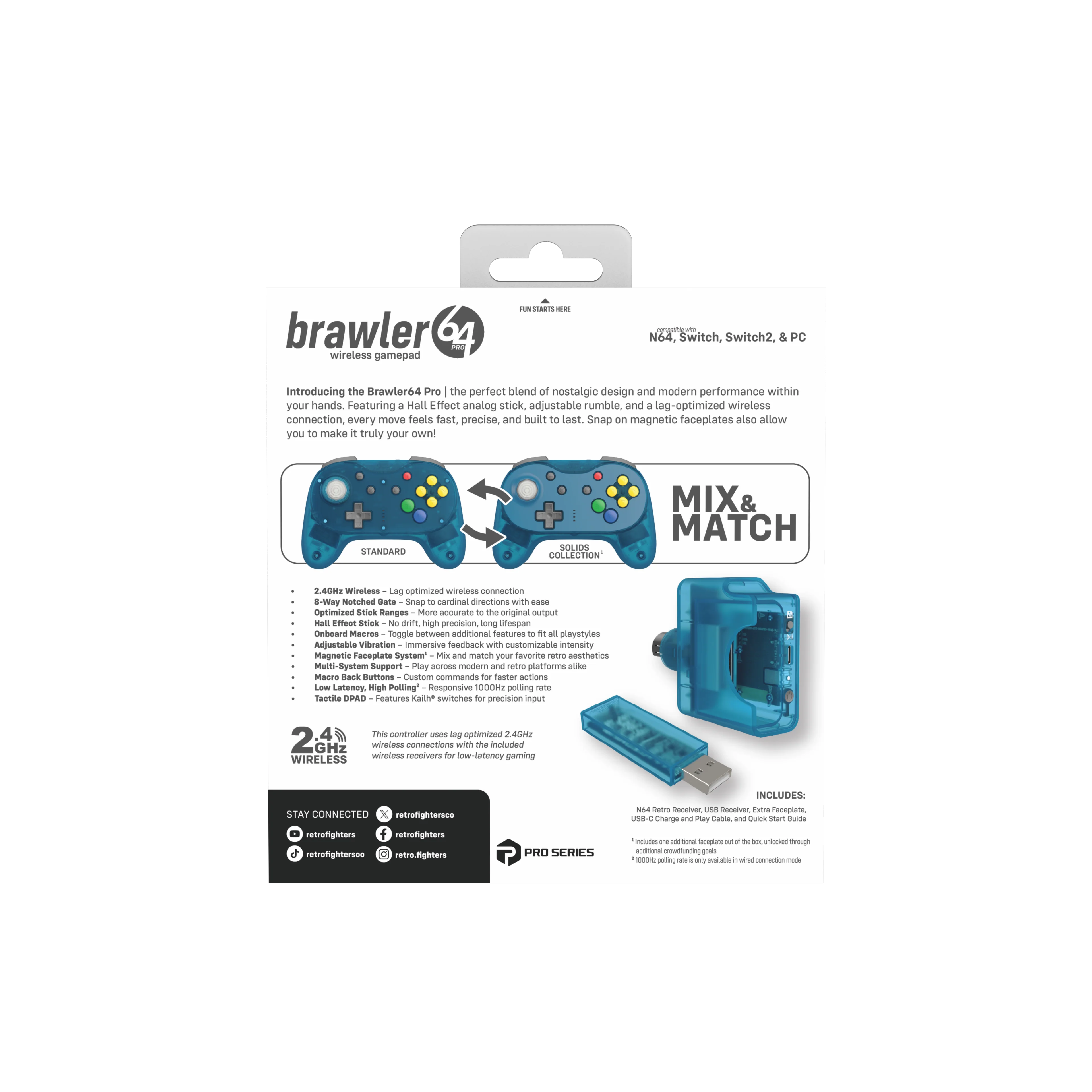 Brawler64 N64 Pro Series Wireless Controller [Ice Blue] - N64 / Switch / Switch 2 / PC (PRE-ORDER) - Image 3