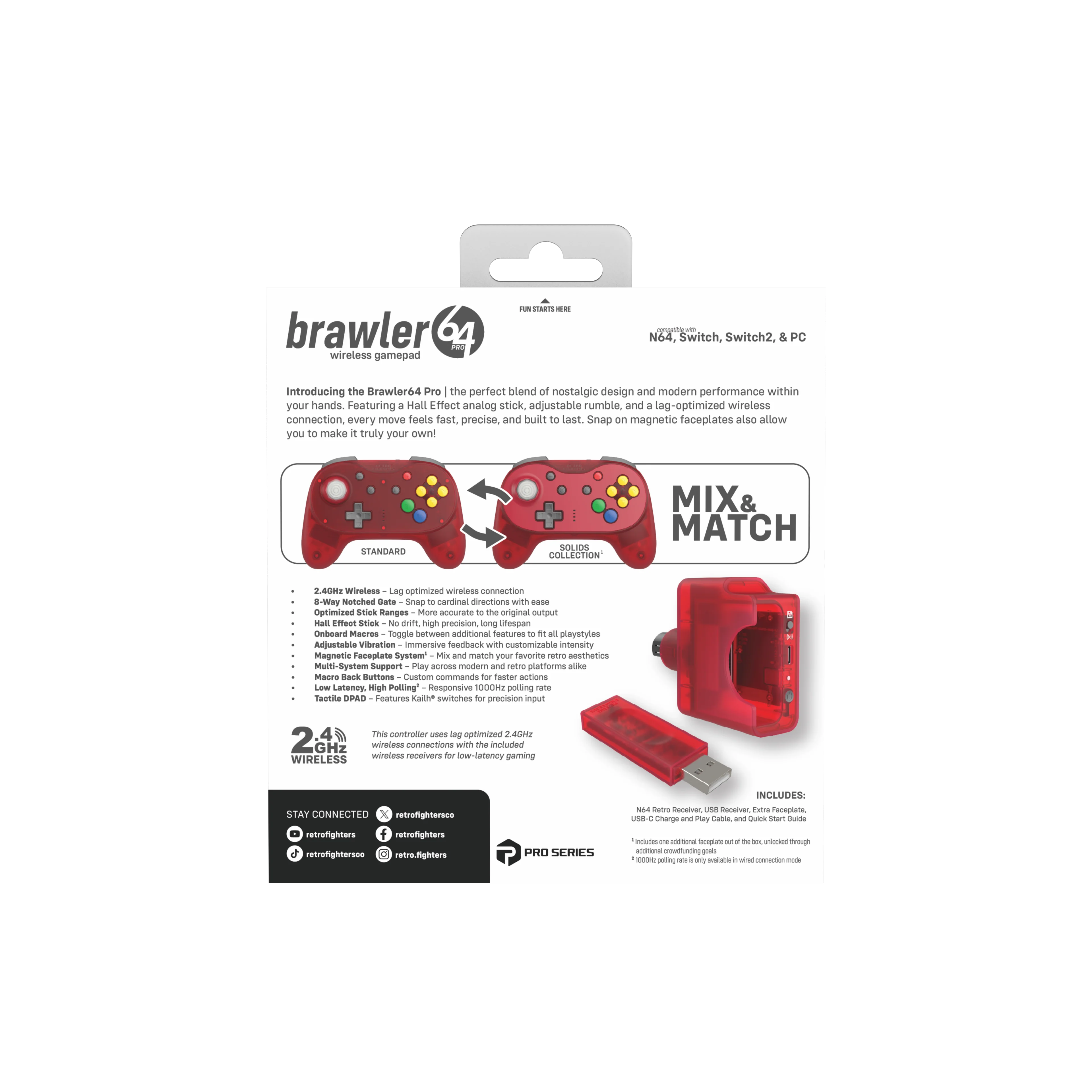 Brawler64 N64 Pro Series Wireless Controller [Watermelon Red] - N64 / Switch / Switch 2 / PC (PRE-ORDER) - Image 3