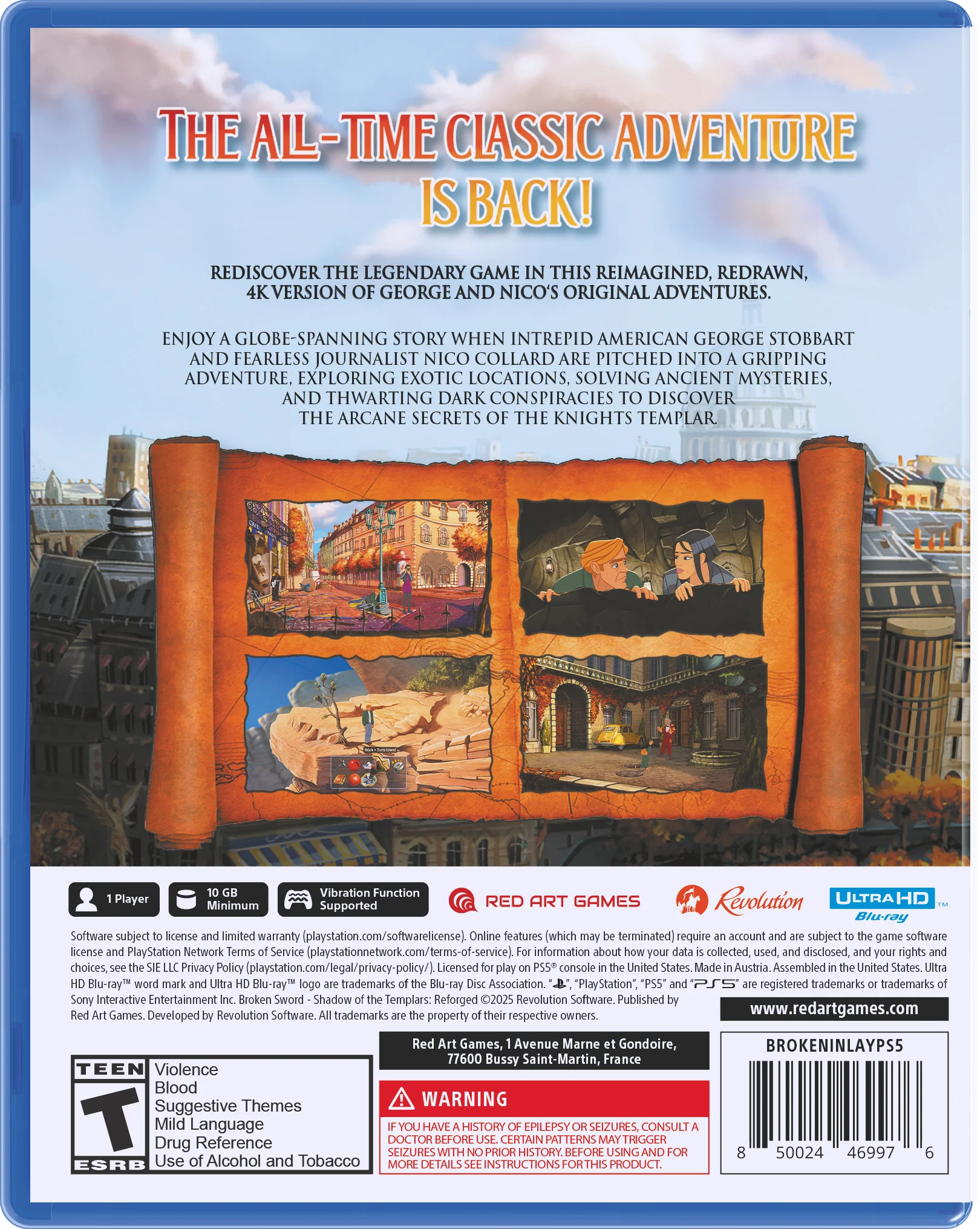 Broken Sword - Shadow of the Templars: Reforged [Special Edition] - Playstation 5 (VGP Exclusive) [Free Shipping] - Image 3