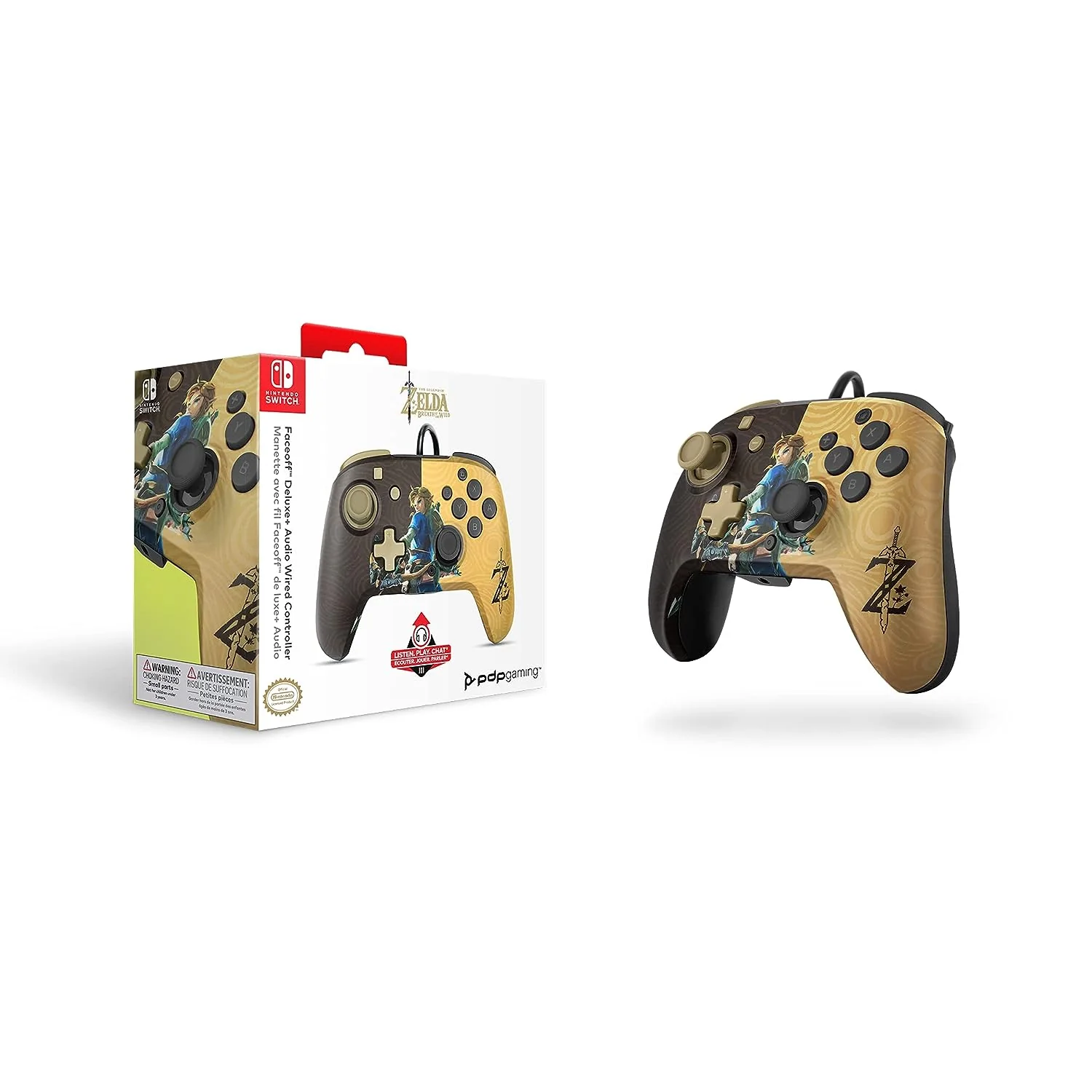 PDP Faceoff Deluxe + Audio Wired Controller Hyrule Hero Link - Nintendo Switch - Image 2