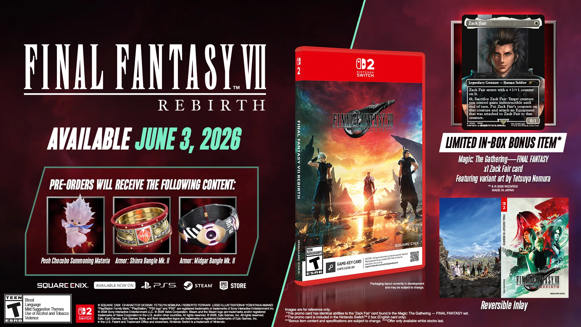 FINAL FANTASY VII REBIRTH Day One Edition [Game-Key Card] (+ Exclusive Magic: The Gathering—FINAL FANTASY Promo Card) - Nintendo Switch 2 (PRE-ORDER) - Image 2