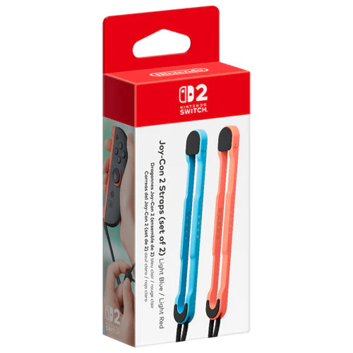 Nintendo Switch 2 Joy-Con 2 Wrist Straps - 2 Pack (Light Red/Light Blue) - Image 3